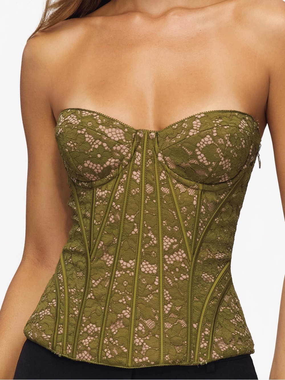 Brand New- House of CB Solaine Corset in Olive & Pink 🫒 💗